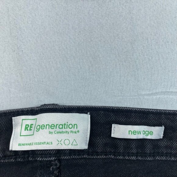 RE Generation Jeans Womens Plus Size 14 Black Denim Stretch Straight Pockets New - Picture 3 of 8